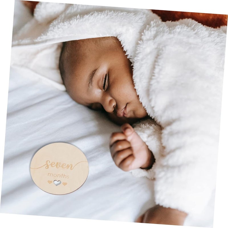 UPKOCH 15Pcs Natural Wooden Milestone Cards Baby Growth Photo Props First Year Memories - Image 5